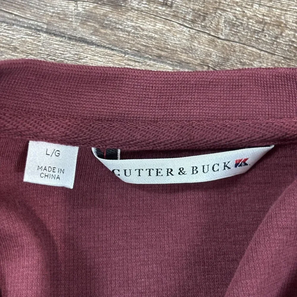 Cutter & Buck Sweater Men's Large Burgundy Pima Cotton V Neck Knit Pullover